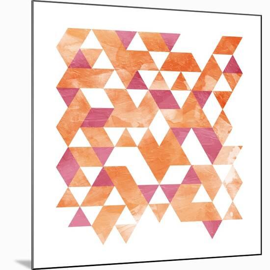 Blush Coral Triangles-OnRei-Mounted Art Print