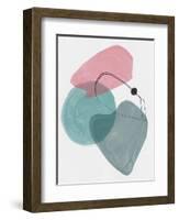 Blush Pink and Teal Abstract Shapes II-Eline Isaksen-Framed Art Print