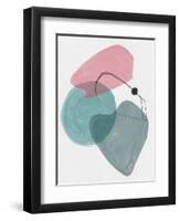 Blush Pink and Teal Abstract Shapes II-Eline Isaksen-Framed Art Print