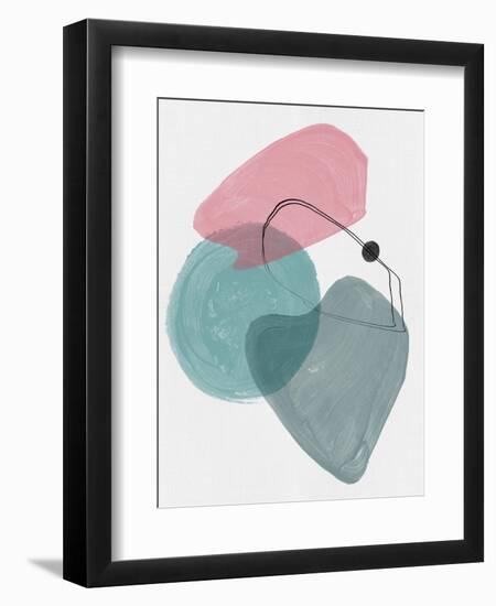 Blush Pink and Teal Abstract Shapes II-Eline Isaksen-Framed Art Print