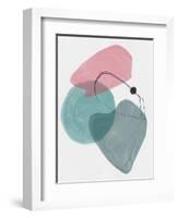 Blush Pink and Teal Abstract Shapes II-Eline Isaksen-Framed Art Print