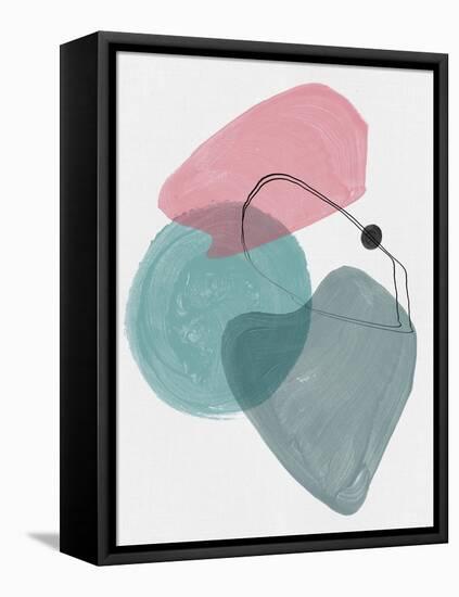 Blush Pink and Teal Abstract Shapes II-Eline Isaksen-Framed Stretched Canvas