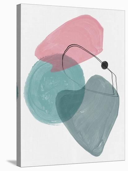 Blush Pink and Teal Abstract Shapes II-Eline Isaksen-Stretched Canvas