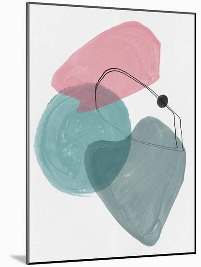 Blush Pink and Teal Abstract Shapes II-Eline Isaksen-Mounted Art Print