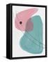 Blush Pink and Teal Abstract Shapes-Eline Isaksen-Framed Stretched Canvas