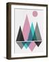 Blush Pink Geometric Mountains I-Eline Isaksen-Framed Art Print