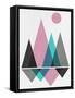 Blush Pink Geometric Mountains I-Eline Isaksen-Framed Stretched Canvas
