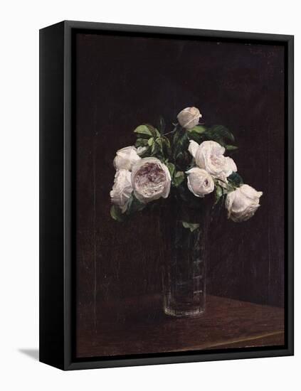 Blush Roses in a Glass, C.1860-1900-Henri Fantin-Latour-Framed Stretched Canvas