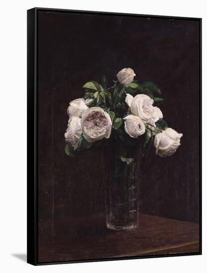 Blush Roses in a Glass, C.1860-1900-Henri Fantin-Latour-Framed Stretched Canvas
