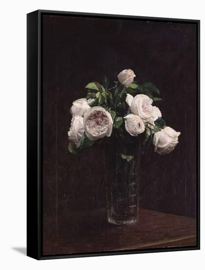 Blush Roses in a Glass, C.1860-1900-Henri Fantin-Latour-Framed Stretched Canvas