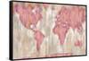 Blushing World Map v2 Crop-Silvia Vassileva-Framed Stretched Canvas