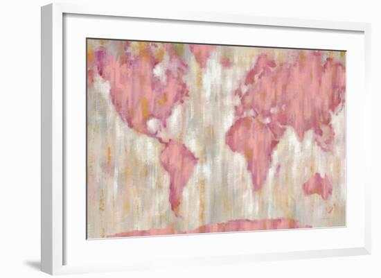 Blushing World Map v2 Crop-Silvia Vassileva-Framed Art Print