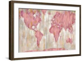 Blushing World Map v2 Crop-Silvia Vassileva-Framed Art Print
