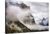 Blustery El Capitan and Half Dome, Fog at Yosemite National Park-Vincent James-Stretched Canvas