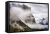 Blustery El Capitan and Half Dome, Fog at Yosemite National Park-Vincent James-Framed Stretched Canvas