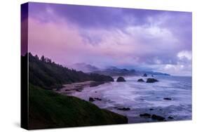 Blustery Morning Mood at Cannon Beach, Oregon Coast-null-Stretched Canvas