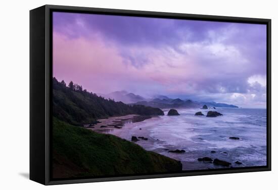 Blustery Morning Mood at Cannon Beach, Oregon Coast-null-Framed Stretched Canvas