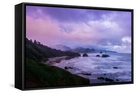 Blustery Morning Mood at Cannon Beach, Oregon Coast-null-Framed Stretched Canvas