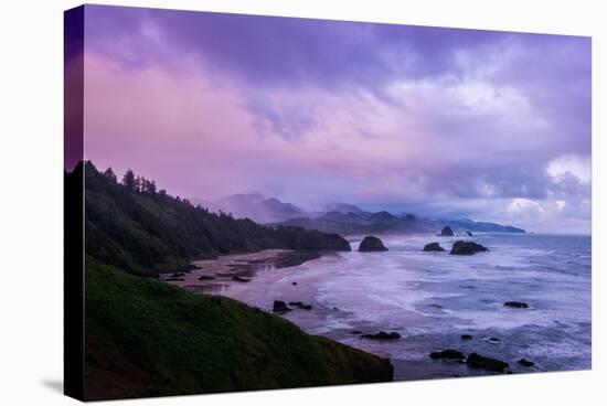 Blustery Morning Mood at Cannon Beach, Oregon Coast-null-Stretched Canvas