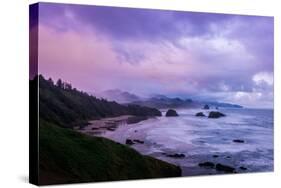 Blustery Morning Mood at Cannon Beach, Oregon Coast-null-Stretched Canvas