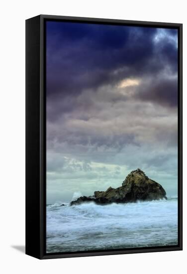 Blustery Seascape Mood at Pfieffer Beach - Big Sur-Vincent James-Framed Stretched Canvas