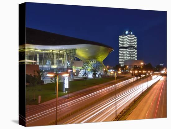 Bmw Welt and Headquarters Illuminated at Night, Munich, Bavaria, Germany, Europe-Gary Cook-Stretched Canvas