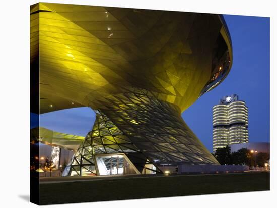 Bmw Welt and Headquarters Illuminated at Night, Munich, Bavaria, Germany, Europe-Gary Cook-Stretched Canvas