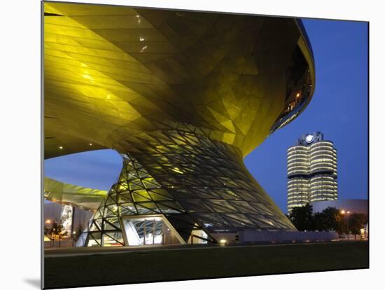 Bmw Welt and Headquarters Illuminated at Night, Munich, Bavaria, Germany, Europe-Gary Cook-Mounted Photographic Print