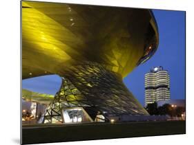 Bmw Welt and Headquarters Illuminated at Night, Munich, Bavaria, Germany, Europe-Gary Cook-Mounted Photographic Print