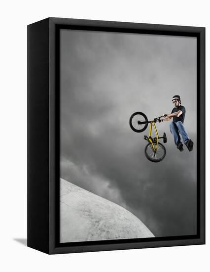 BMX Biker Performing Tricks-null-Framed Stretched Canvas