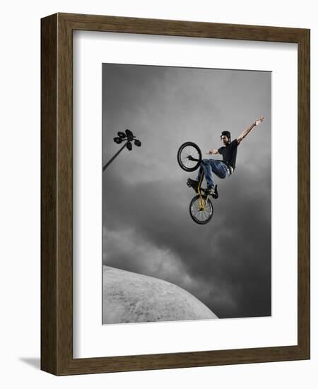 BMX Biker Performing Tricks-null-Framed Photographic Print