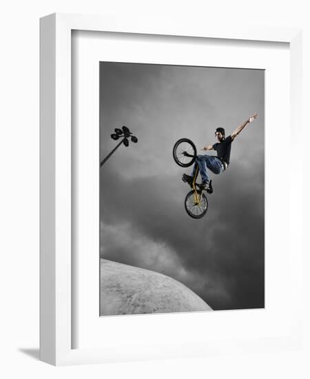 BMX Biker Performing Tricks-null-Framed Photographic Print