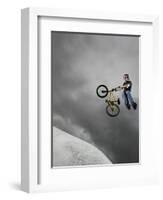 BMX Biker Performing Tricks-null-Framed Photographic Print