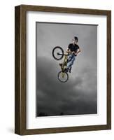 BMX Biker Performing Tricks-null-Framed Photographic Print