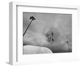 BMX Biker Performing Tricks-null-Framed Photographic Print