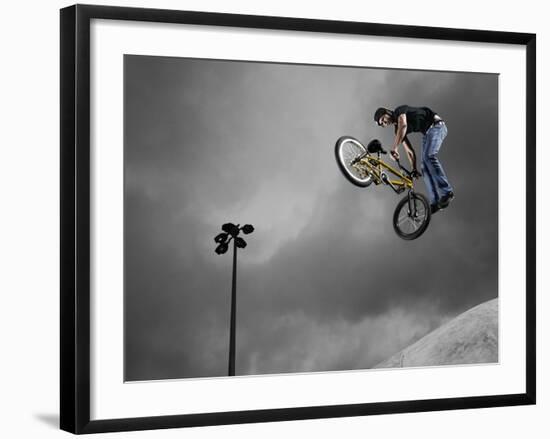 BMX Biker Performing Tricks-null-Framed Photographic Print