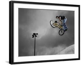 BMX Biker Performing Tricks-null-Framed Photographic Print