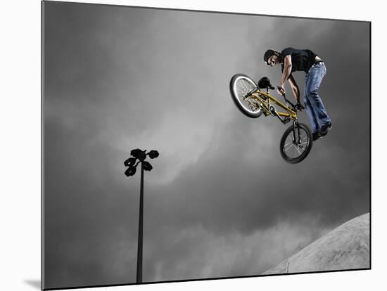 BMX Biker Performing Tricks-null-Mounted Photographic Print