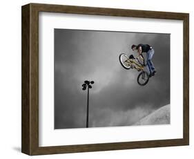 BMX Biker Performing Tricks-null-Framed Photographic Print