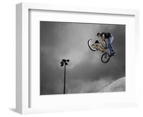 BMX Biker Performing Tricks-null-Framed Photographic Print