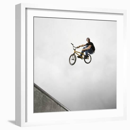 BMX Biker Performing Tricks-null-Framed Photographic Print