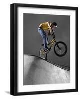 BMX Biker Performing Tricks-null-Framed Photographic Print