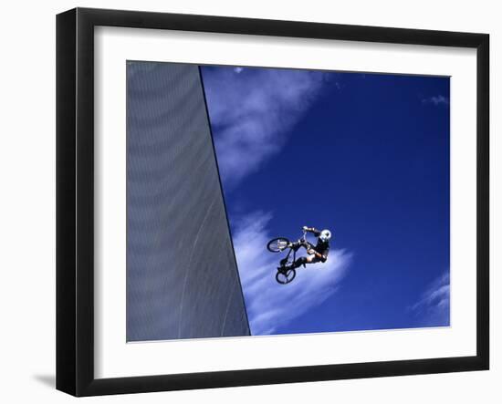 Bmx Cyclist Flying Off the Vert-null-Framed Premium Photographic Print