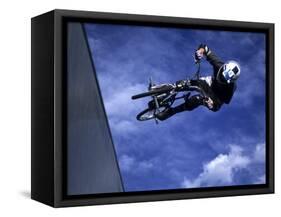 Bmx Cyclist Flying Off the Vert-null-Framed Stretched Canvas