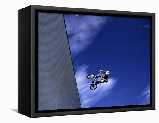 Bmx Cyclist Flying Off the Vert-null-Framed Stretched Canvas
