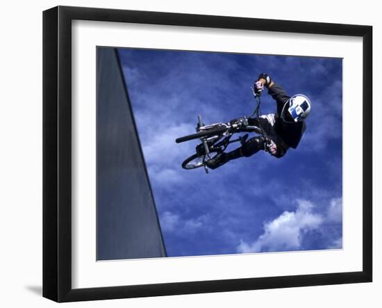 Bmx Cyclist Flying Off the Vert-null-Framed Photographic Print