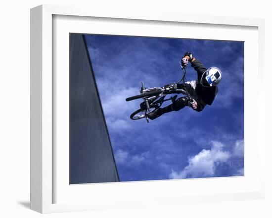 Bmx Cyclist Flying Off the Vert-null-Framed Photographic Print