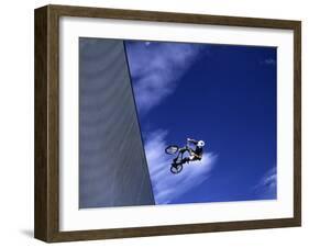 Bmx Cyclist Flying Off the Vert-null-Framed Photographic Print