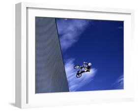 Bmx Cyclist Flying Off the Vert-null-Framed Photographic Print