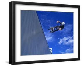 Bmx Cyclist Flys over the Vert-null-Framed Premium Photographic Print